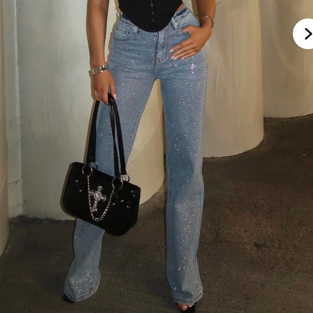 Fashion Nova Zahra Embellished Straight Jeans
